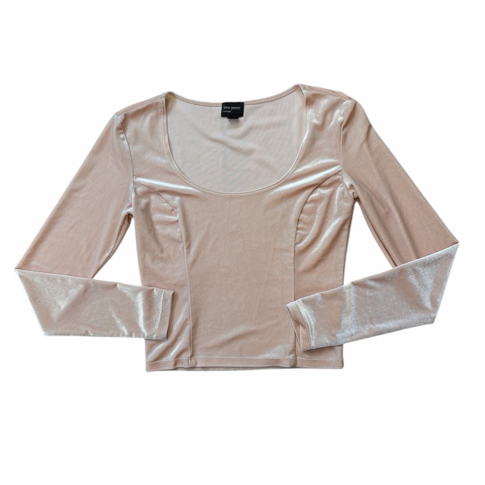 Free Press Velvet Cropped Long Sleeve Top